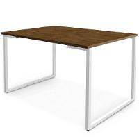 Mesa De Jantar Com Base De Ferro E Tampo De Mdf 120x80cm Branco Com Imbuia - 1