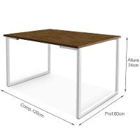 Mesa De Jantar Com Base De Ferro E Tampo De Mdf 120x80cm Branco Com Imbuia - 2