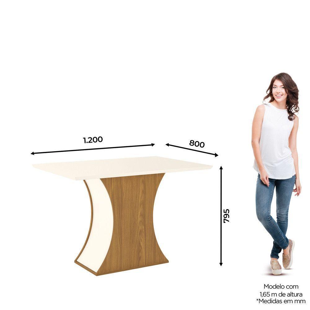 Mesa De Jantar Com Tampo Mdf Canto Reto 120cm - 5