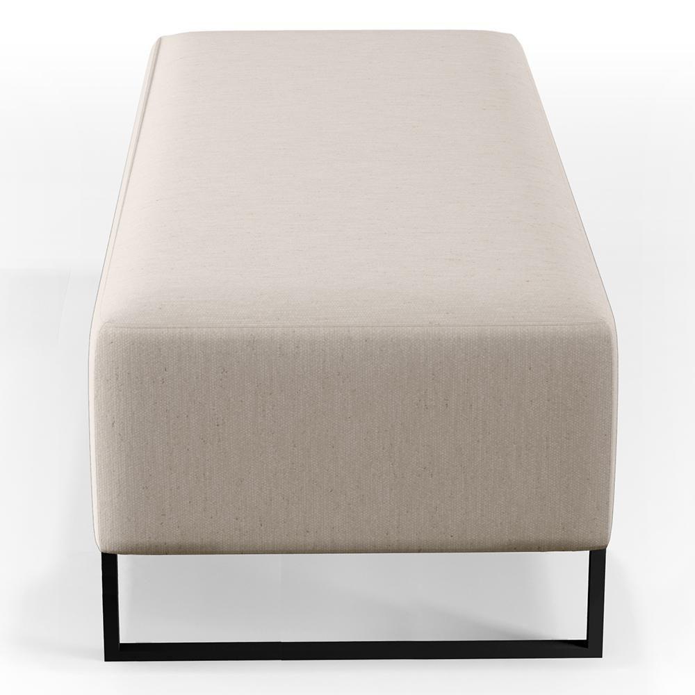 Puff Sala De Estar Bali W01 Base Ferro 120x50 Cm Linho Cru - 2