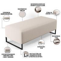 Puff Sala De Estar Bali W01 Base Ferro 120x50 Cm Linho Cru - 5