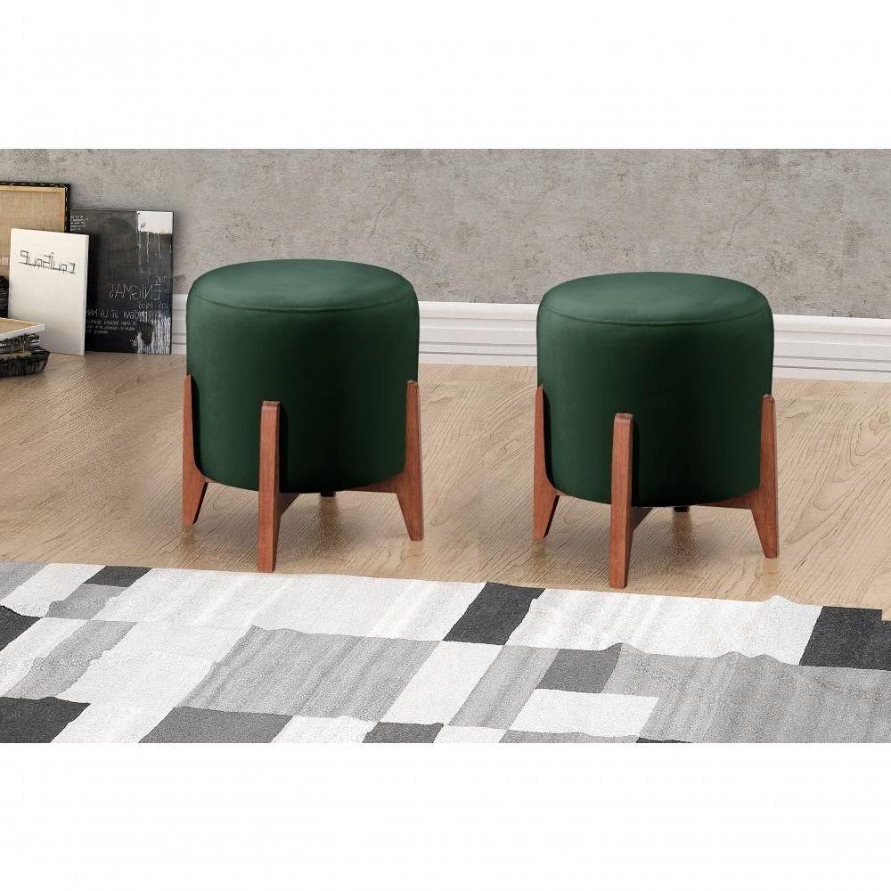 Conjunto - 2 Puffs Banqueta Thor Luxo Castellar Móbile Veludo Verde - 4