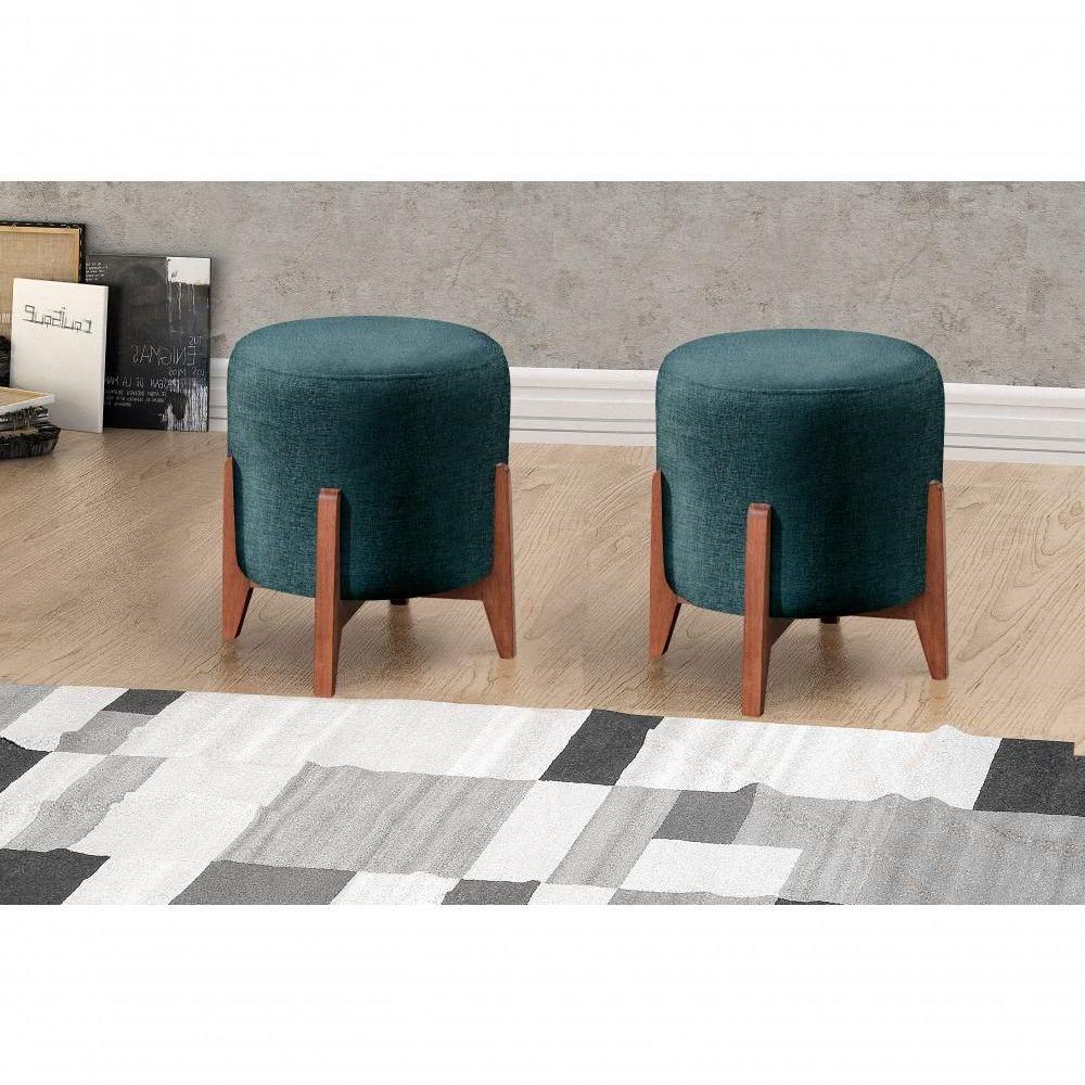 Conjunto - 2 Puffs Banqueta Thor Luxo Castellar Móbile Linho Azul - 4