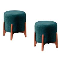 Conjunto - 2 Puffs Banqueta Thor Luxo Castellar Móbile Linho Azul - 1