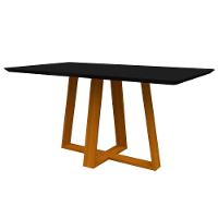 Mesa De Jantar Para 4 Ou 6 Lugares Tampo 1,60m Lectus Ypê Preto New Ceval - 1