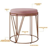 Kit 03 Puffs Decorativo Aramado Bronze Zaya L02 Suede Rosê - 3