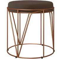 Kit 03 Puffs Decorativo Aramado Bronze Zaya L02 Suede Marrom