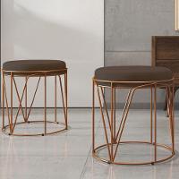 Kit 03 Puffs Decorativo Aramado Bronze Zaya L02 Suede Marrom - 5