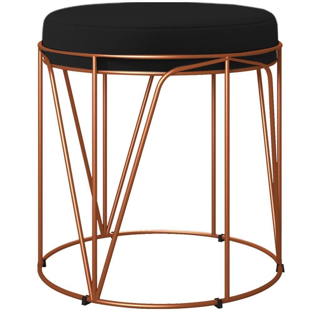 Kit 03 Puffs Decorativo Aramado Bronze Zaya L02 Corano Preto - 4