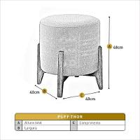 Conjunto - 2 Puffs Banqueta Thor Luxo Castellar Móbile Linho Bege Claro - 3