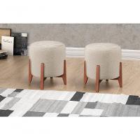 Conjunto - 2 Puffs Banqueta Thor Luxo Castellar Móbile Linho Bege Claro - 4