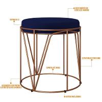 Kit 03 Puffs Decorativo Aramado Bronze Zaya L02 Azul Marinho