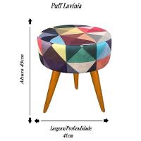 Kit 02 Puffs Redondo Lavínia Triângulo Sala Pês Palito - 4