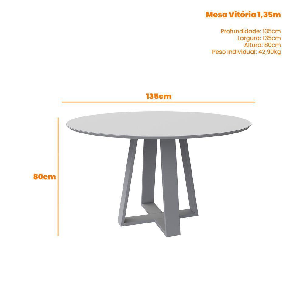 Mesa De Jantar Para 4 Ou 6 Lugares Tampo 1,35m Vitoria Ypê Off White New Ceval - 2