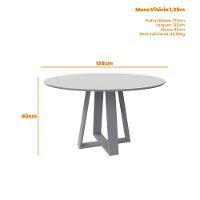 Mesa De Jantar Para 4 Ou 6 Lugares Tampo 1,35m Vitoria Ypê Off White New Ceval - 2
