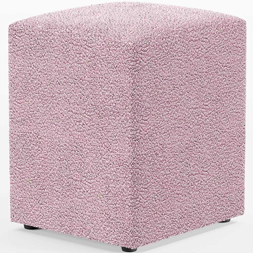 Kit 03 Puffs Quadrado Decorativo L02 Bouclê Rosê - 4