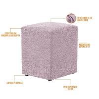 Kit 03 Puffs Quadrado Decorativo L02 Bouclê Rosê - 3