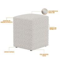 Kit 03 Puffs Quadrado Decorativo L02 Bouclê Cru - Lyam Decor - 3