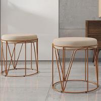 Kit 03 Puffs Decorativo Aramado Bronze Zaya L02 Suede Bege - 5