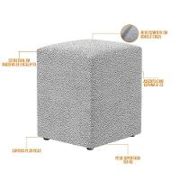 Kit 03 Puffs Quadrado Decorativo L02 Bouclê Cinza - 3