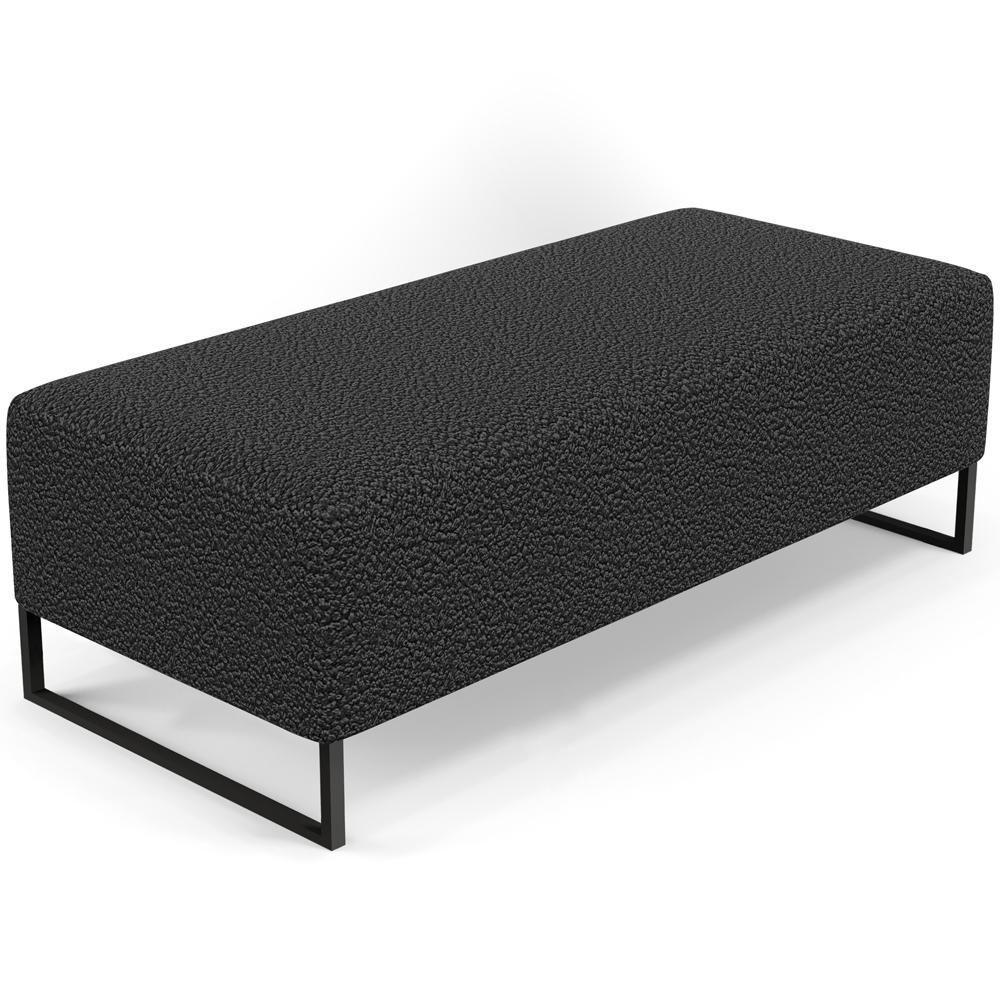 Kit 02 Puffs Decorativo Sala De Estar Bali W01 Base Ferro 120x50 Cm Bouclê Preto - 3