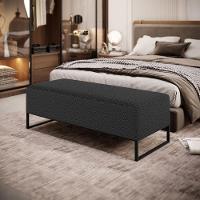 Kit 02 Puffs Decorativo Sala De Estar Bali W01 Base Ferro 120x50 Cm Bouclê Preto - 6