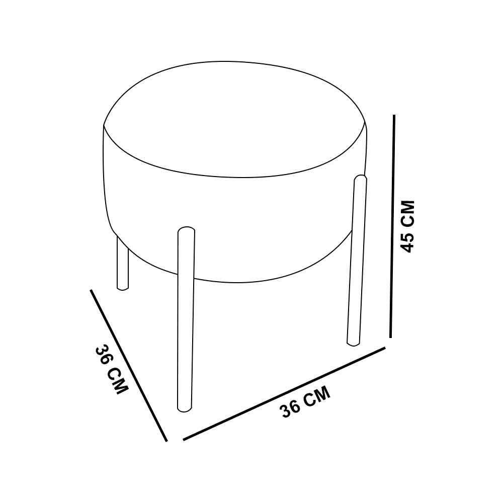 Kit 04 Puffs Iron Suede Bege Base Preto Palito - 4