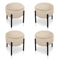 Kit 04 Puffs Iron Suede Bege Base Preto Palito - 1