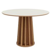 Mesa De Jantar Redonda 4 Lugares Off White/Freijó - 1