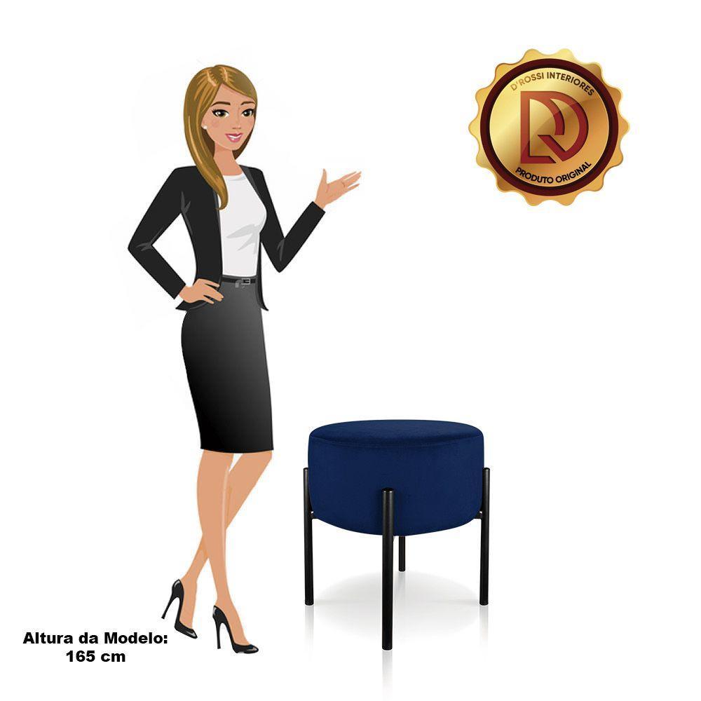 Kit 04 Puffs Iron Suede Azul Marinho Base Preto Palito - 5