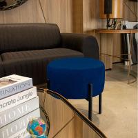 Kit 04 Puffs Iron Suede Azul Marinho Base Preto Palito - 3