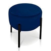 Kit 04 Puffs Iron Suede Azul Marinho Base Preto Palito - 7