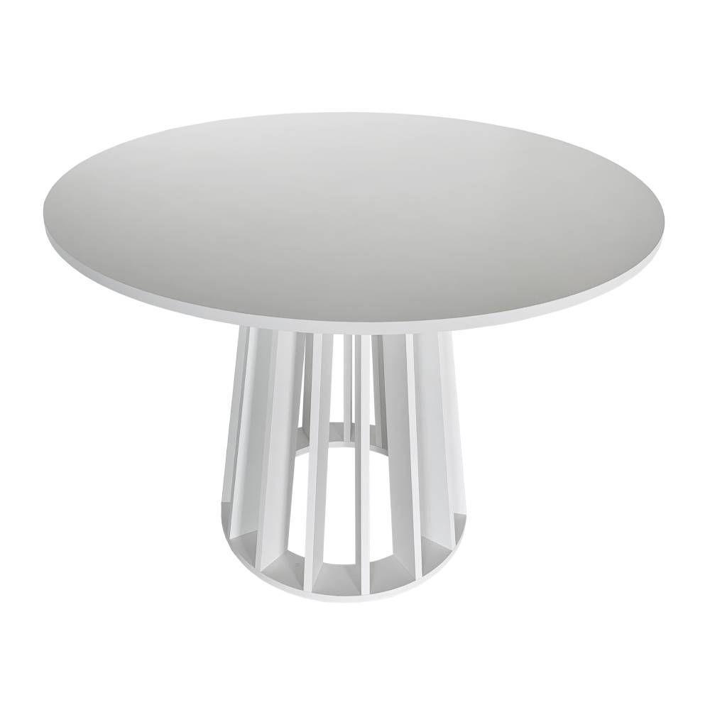 Mesa De Jantar Redonda 6 Lugares 120Cm Em Mdf Gabi Branca - 1