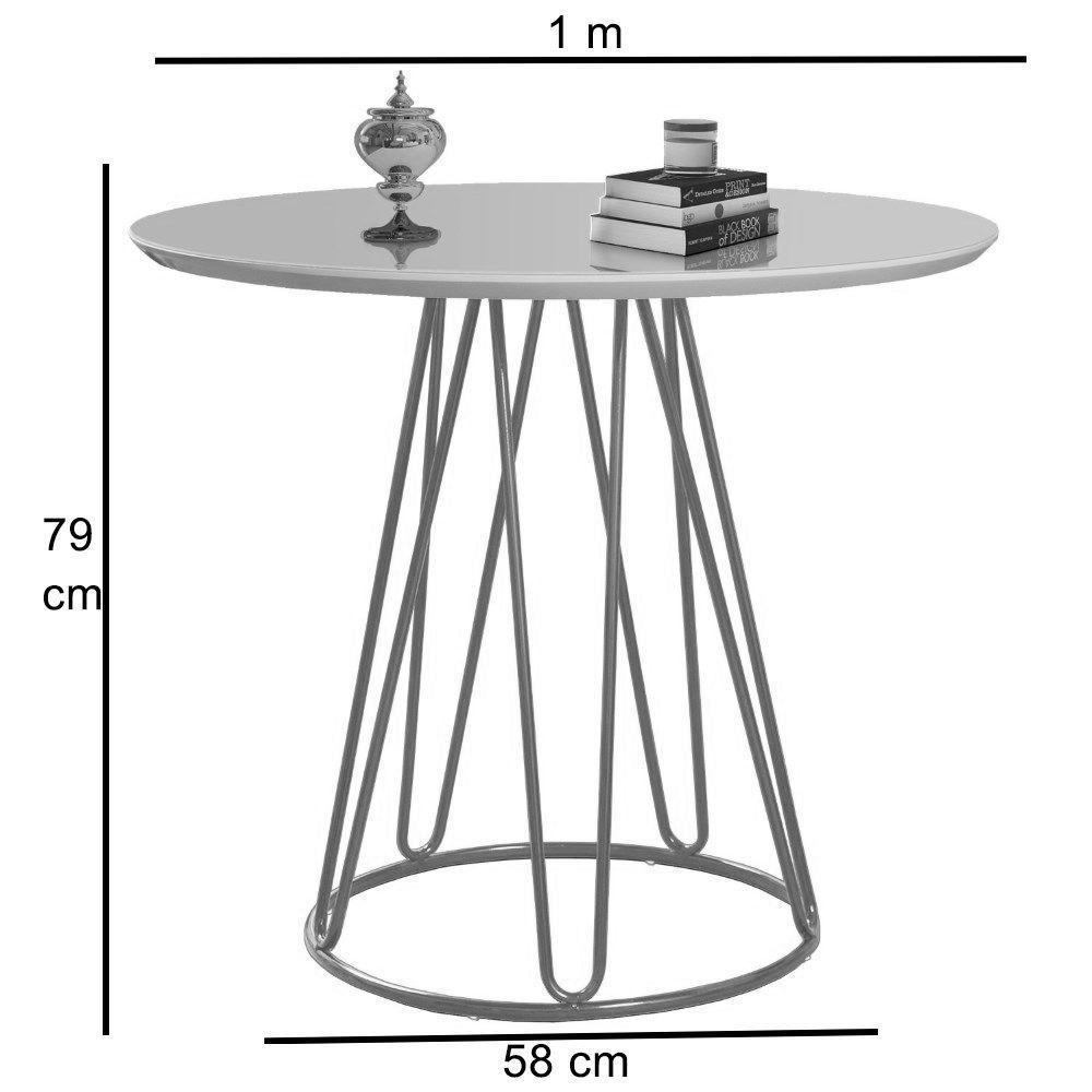 Mesa de Jantar Rubi Preto com Base de Metal Preta C&M Decor - 3