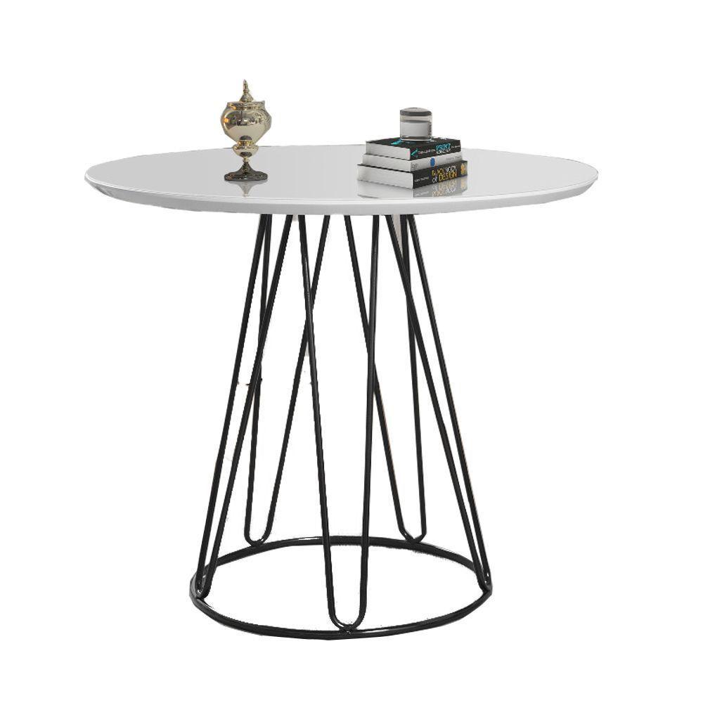 Mesa De Jantar Rubi Branca Com Base De Metal Preta - 1