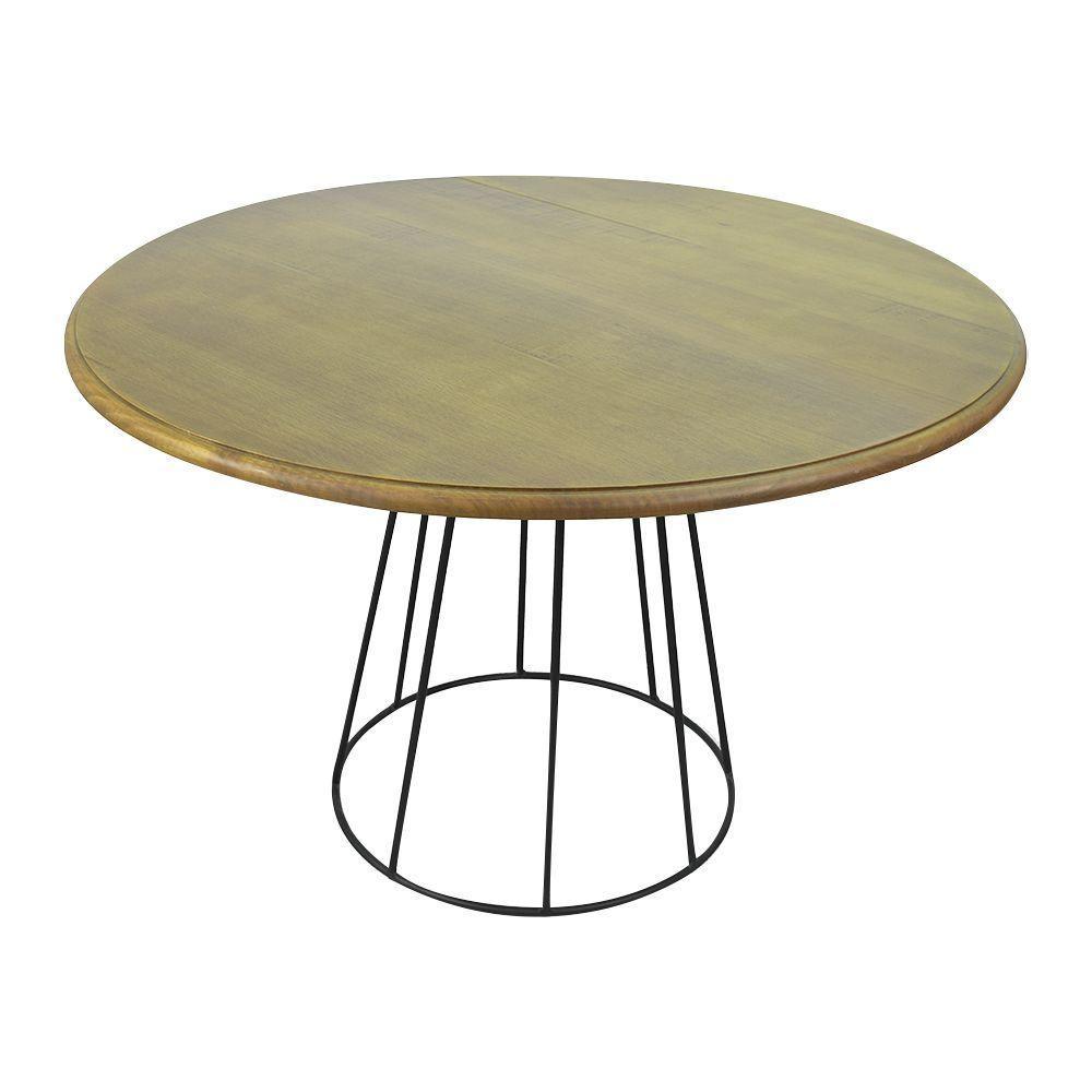 Mesa De Jantar Redonda Base De Ferro Telaio Castanho - 1