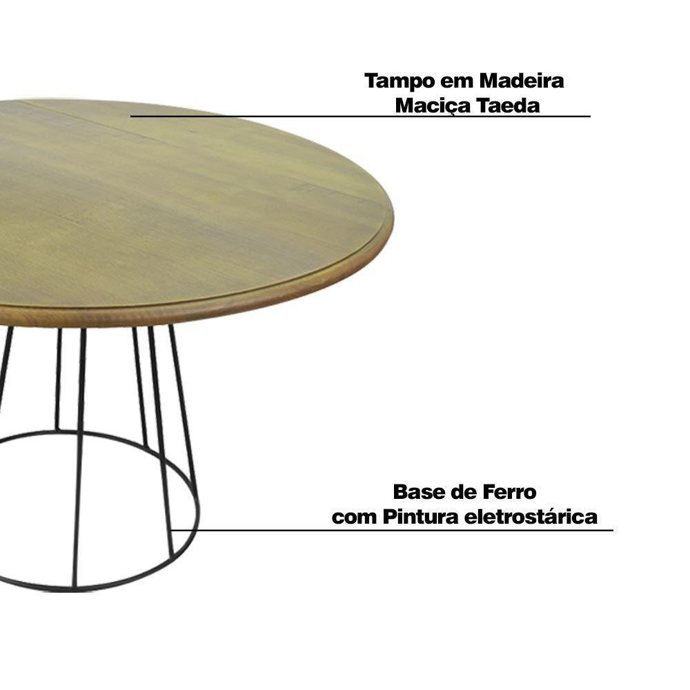 Mesa De Jantar Redonda Base De Ferro Telaio Castanho - 5