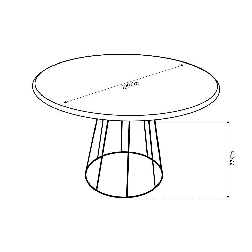 Mesa De Jantar Redonda Base De Ferro Telaio Castanho - 6