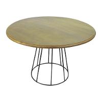 Mesa De Jantar Redonda Base De Ferro Telaio Castanho - 1