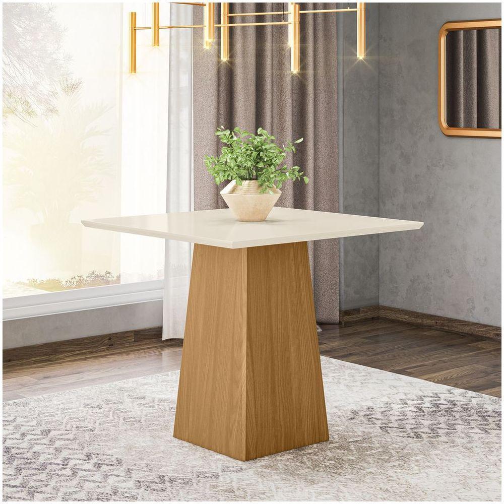 Mesa De Jantar Tampo Mdf 90 Cm Dora Henn Nature Off White - 2