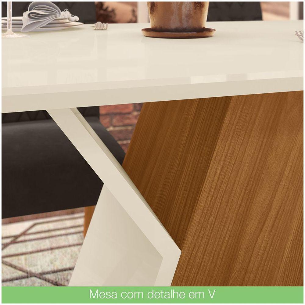 Mesa De Jantar Tampo Em Mdf 120cm Juanita Casa 812 Nature Off White - 4