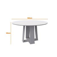Mesa De Jantar Tampo Vidro Lara 135 Cm Off White Base Ypê