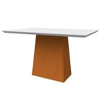 Mesa De Jantar Tampo Vidro Bella 120 Cm Off White Base Ypê - 1