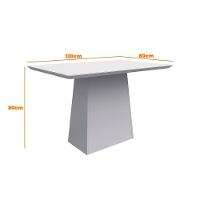 Mesa De Jantar Tampo Vidro Bella 120 Cm Off White Base Ypê