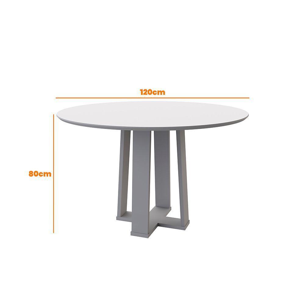 Mesa De Jantar Tampo Vidro Lara 120 Cm Off White Base Ypê - 2