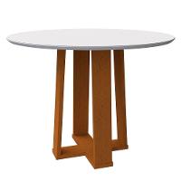 Mesa De Jantar Tampo Vidro Lara 120 Cm Off White Base Ypê - 1