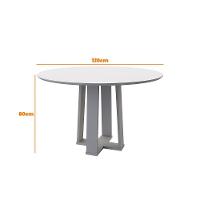 Mesa De Jantar Tampo Vidro Lara 120 Cm Off White Base Ypê - 2