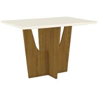 Mesa De Jantar Tampo Mdf Com Vidro 120cm Danielly Henn Nature Com Off White - 1