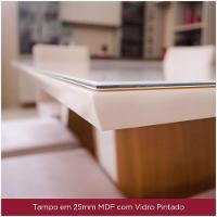 Mesa De Jantar Tampo Mdf Com Vidro 120cm Danielly Henn Nature Com Off White - 3