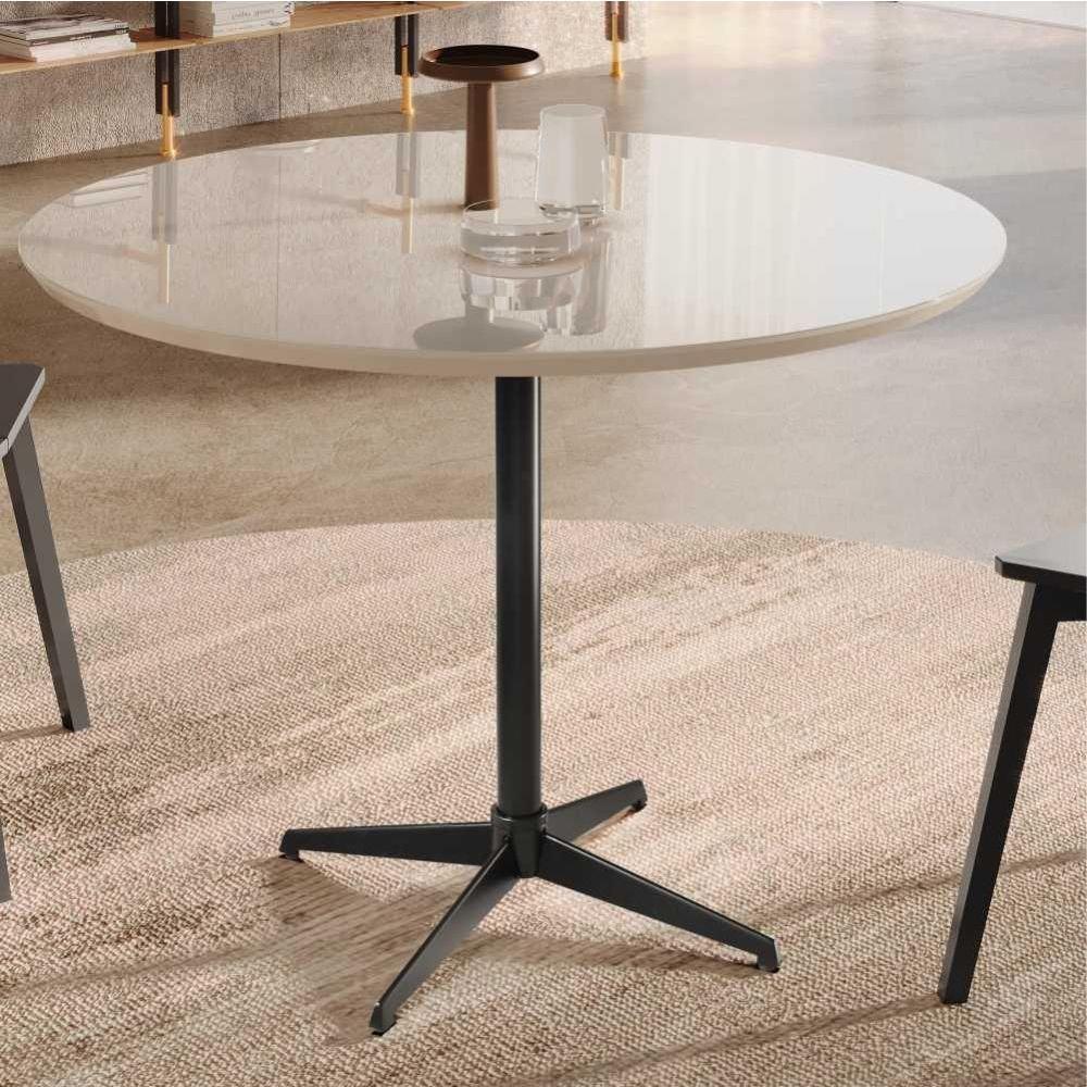 Mesa De Jantar Sofia Off White Com Pés Em Metal Preto - 3